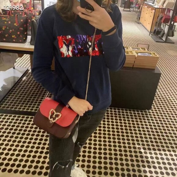 Coach C6796 Gemma Crossbody In Colorblock Strwbrry - Picture 6 of 7